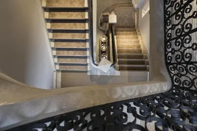 a view of a spiral staircase in a building at Terhills Hotel in Maasmechelen
