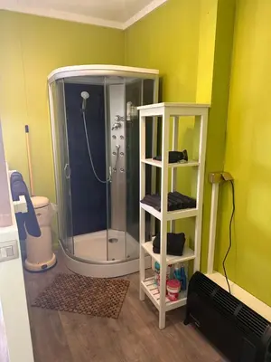 a bathroom with a shower in a room at B&B Bombon in Herk-de-Stad