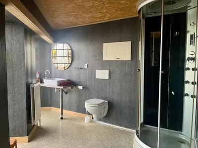 a bathroom with a toilet and a sink at Le Rêve de Narcisse in Fléron