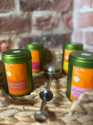 a group of three jars of food with spoons at Les Tours de Rose - Characterful accommodation in Waremme in Waremme