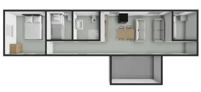 a floor plan of a small apartment with a room at Boshuisje June - middenin de natuur op een uurtje rijden van Antwerpen en Maastricht in Balen