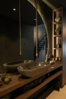 two large sinks sitting on a counter in a bathroom at Suite Escape in Hasselt