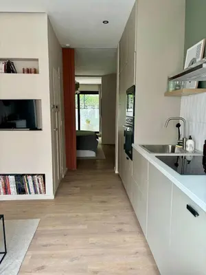 a kitchen with a sink and a counter top at Studio Auguste in Liège