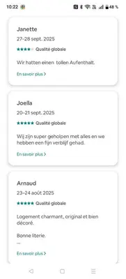 a screenshot of a cell phone screenshot of a cell phone list at Maison modernisée au caractère 70ies in Herstal