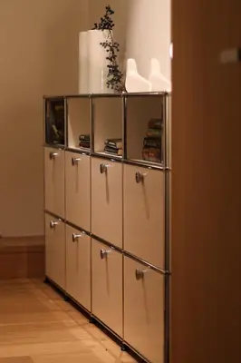 a row of lockers in a room with at Homestorys Nature Resort - Wood Lounge in Eupen