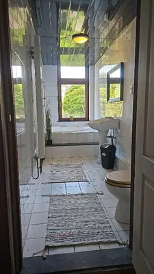 a bathroom with a sink and a toilet at Charlemagne house in Liège