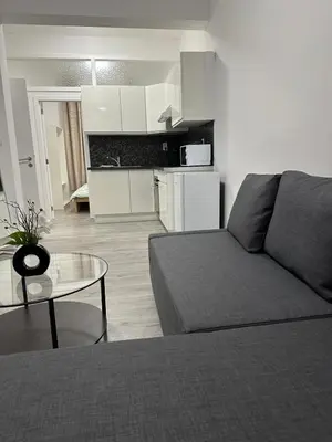 a living room with a couch and a table at 1 Chambre et Sofa Bed en plein cœur de Liege in Liège