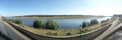 a view of a river from a bridge at de Twie Keuninge in Maasmechelen