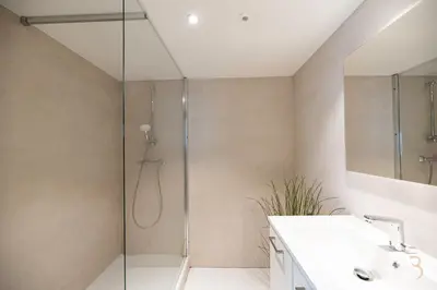 a bathroom with a shower and a sink at Smart Bnb - Hotel Battice in Battice