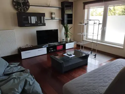 a living room with a television and a coffee table at Cosy Corner in Lommel