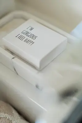 a white box sitting on top of a computer keyboard at B&B Hof van Vervoering in Voeren