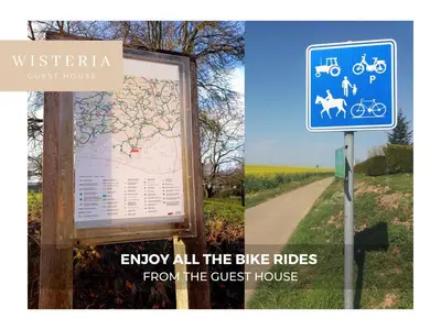 a sign that says enjoy all the bike rides from the guest house at Wisteria Guest House in Villers-lʼÉvêque