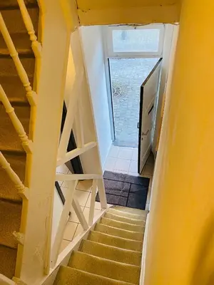 an overhead view of a stairs with a window at Roture 88 in Liège