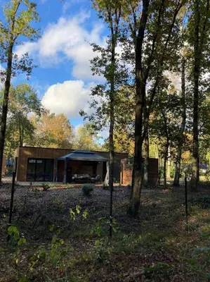 a small house in the middle of a forest at Sweet Valley Julia in Zutendaal