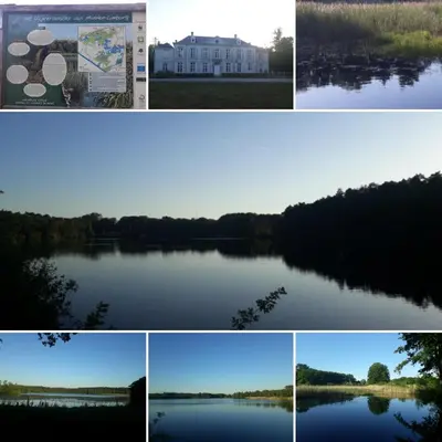 a collage of photos of a house on a lake at Vakantiewoning Casa Maran in een groene omgeving te Heusden-Zolder in Heusden - Zolder