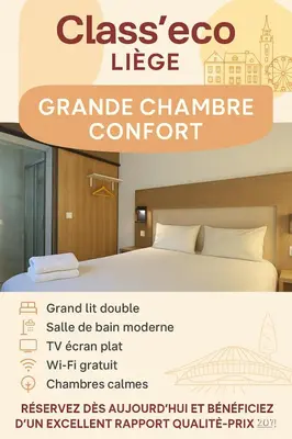 a poster for a class eco hotel in a hotel room at Class'eco Liège in Liège