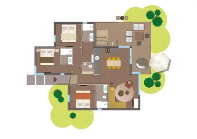 an illustration of a floor plan of a house at Terhills Resort by Center Parcs in Dilsen-Stokkem