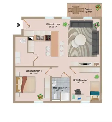 a floor plan of a house with furniture at Hof Gemehret in Eupen